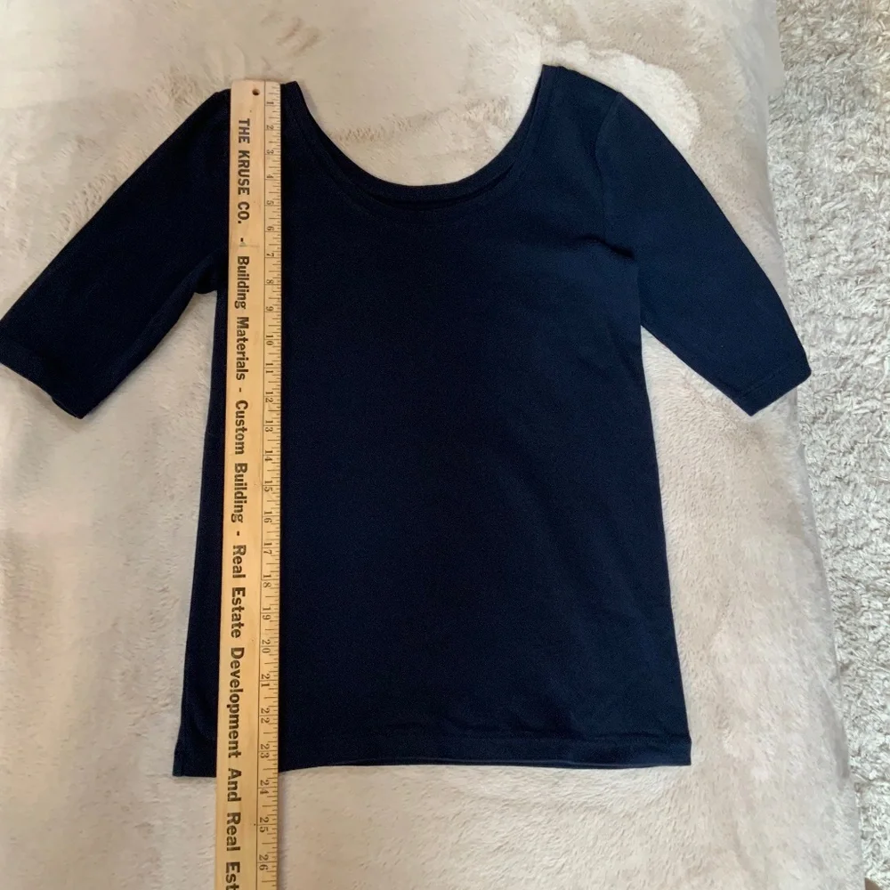 JCrew Blue M Perfect Fit Short Sleeve T Cottagecore Minimalist Monochrome Scandi